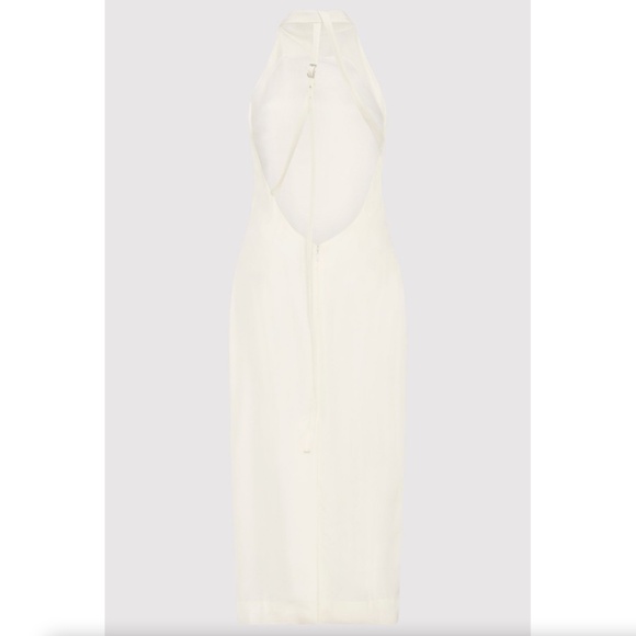 574. ST. AGNI Asymmetrical Belt Back Off White Midi Dress $449 Like New XS - Picture 5 of 5